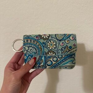 Vera Bradley Teal and Aqua Paisley Quilted Key & Card Holder